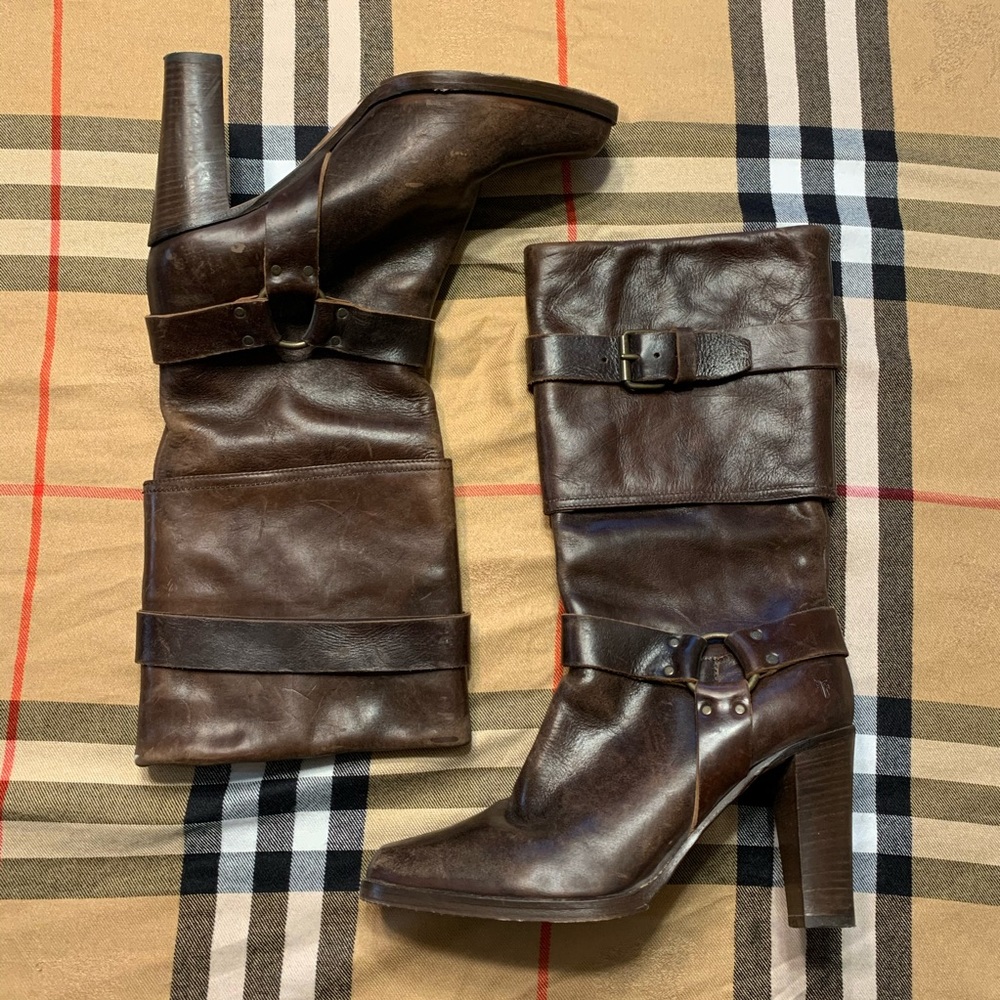 Frye Piper Harness Brown Leather Boots